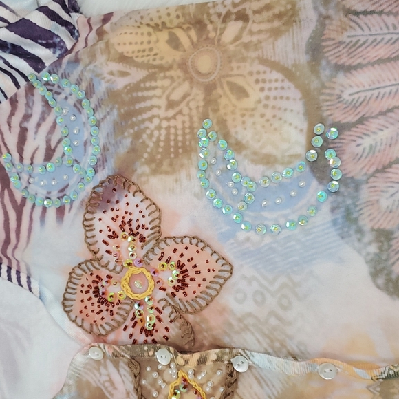 Etoile du Monde Sequins Beads cardigan sweater buttons up size 4 multicolor New - Picture 6 of 9